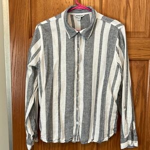Blue striped button down shirt Linen Blend